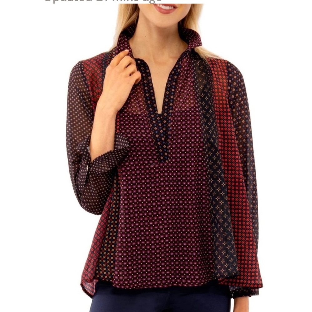 Gretchen Scott Seamed Foulardio Top Size Small